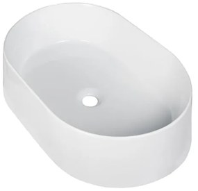 Lavabo da appoggio COVER ovale in ceramica L 60 x H 11.5 x P 40 cm bianco lucido piletta non inclusa