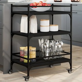 Carrello Da Cucina Nero 65x40x86,5 Cm İn Legno Multistrato /