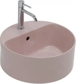 Lavabo da appoggio Open OLYMPIA CERAMICA tondo in ceramica L 40 x H 17 x P 40 cm rosa lucido piletta non inclusa