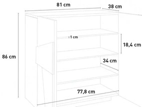 Scarpiera PING: Moderna Scarpiera con 2 Ante Battente in Cemento