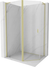 Mexen Mist L cabina doccia pentagonale asimmetrica a battente 100x80 cm, trasparente, oro spazzolato - 8A8L-100-080-55-00