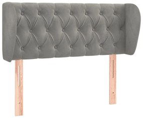 Testiera ad orecchio grigio chiaro 103x23x78/88 cm in velluto