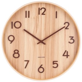 Orologio da parete marrone chiaro in legno di tiglio Medio, ø 40 cm Pure - Karlsson