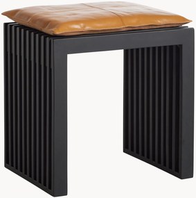 Sgabello in legno con cuscino in pelle ib