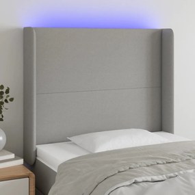 Testiera A Led Grigio Chiaro 83x16x118/128 Cm İn Tessuto /