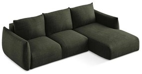 Divano angolare verde allungabile (con penisola a destra/con chaise lounge) Leila – Makamii