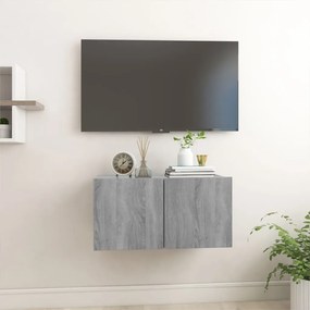 Mobile tv pensile grigio sonoma 60x30x30cm in legno multistrato