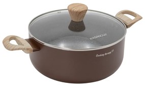 Casseruola 24 cm marrone scritta Cooking Therapy con coperchio