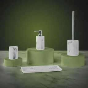 Set accessori bagno effetto marmo 2 pezzi con dispenser e portaspazzolino in resina Ivy