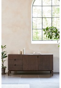 Cassettiera bassa marrone scuro effetto rovere 160x73 cm Arun - Unique Furniture