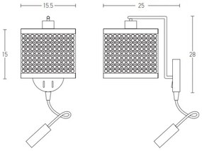 Zambelis 20355 - Lampada da parete LED 1xE27/40W + LED/3W/230V rattan