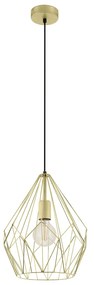 Lampadario A Sospensione Vintage Carlton Acciaio Oro 1 Luce E27 D31