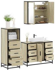Set Mobili Da Bagno 3 Pz Rovere Sonoma İn Legno Multistrato /