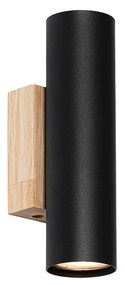 Applique moderna nera con legno 2 luci - Jeana