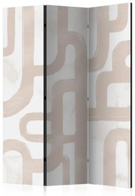 Paravento design Percorso dell'astrazione (3 pezzi) - composizione semplice in beige