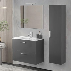 Mobile bagno sospeso 80 antracite con pensile 145 lavabo e specchio   Miami