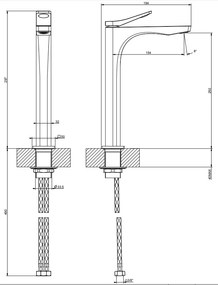 Miscelatore Lavabo Alto Senza Scarico Con Flessibili Di Collegamento Cromo Rilievo 59004 Gessi