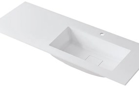 Lavabo a incasso rettangolare vasca a destra L 120.5 x H 15 x P 46 cm in resina bianco opaco