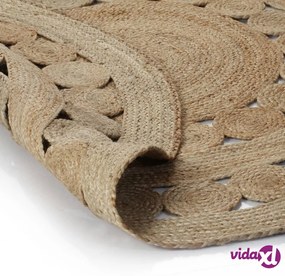 vidaXL Tappeto in Juta Intrecciata con Disegno 120 cm Rotondo