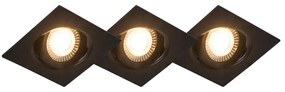 Set di 3 faretti da incasso neri con LED dimmerabile a 3 step - Miu