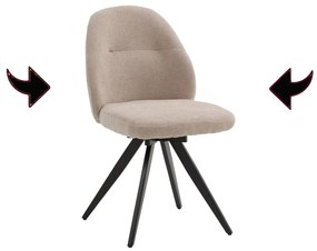 Set di sedie girevoli ZENNENDAL in tessuto beige e gambe in metallo nero