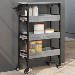 Carrello Da Cucina Grigio Sonoma 53x20x76 Cm Legno Multistrato /