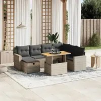 Set Divano da Giardino 8 pz con Cuscini Grigio in Polyrattan 3271431