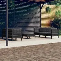 Set Divani da Giardino 6 pz con Cuscini Antracite Legno di Pino 3096116