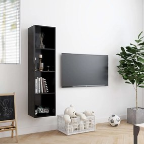 Libreria/mobile tv nero 143x30x36 cm