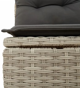 Set divano da giardino 3pz con cuscini grigio chiaro polyrattan