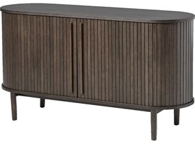 Cassettiera marrone effetto rovere con porte scorrevoli 140x76x45 cm Meta – Unique Furniture