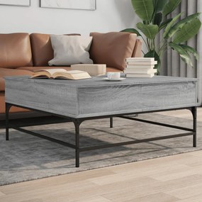 Tavolino grigio sonoma 95x95x45 cm legno multistrato e metallo