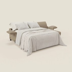 Primula divano letto angolare con materasso H18 cm - penisola contenitore in tessuto smacchiabile T05 beige