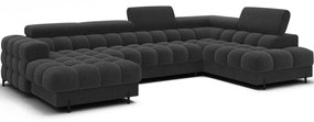 Divano angolare grigio scuro allungabile (con penisola a destra/a U) con rivestimento in bouclé Feraria – ELTAP