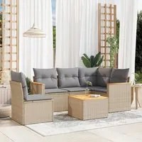 Set Divano da Giardino 6 pz con Cuscini Beige in Polyrattan 3258384