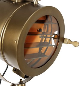 Lampada da terra a treppiede smart bronzo con faretto da studio in legno incl. WiFi A60 - Radient