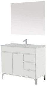 Mobile bagno da terra 100 cm linea Way bianco lucido con specchio e lavabo