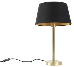 Lampada da tavolo classica in ottone con paralume nero 32 cm - Simplo