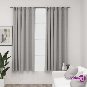 vidaXL Tende Oscuranti con Ganci Effetto Lino 2 pz Grigie 140x175 cm