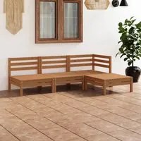 Set Salotto da Giardino 4 pz in Legno Massello di Pino Miele 3082630