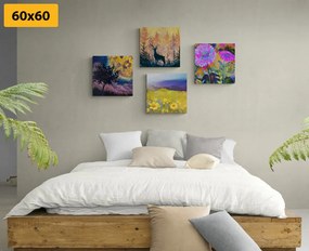 Set di quadri – Imitazione di pittura a olio di cervo in natura