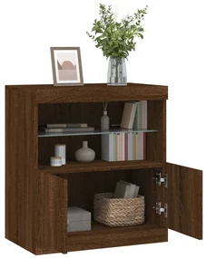 Credenza con luci led rovere marrone 60x37x67 cm