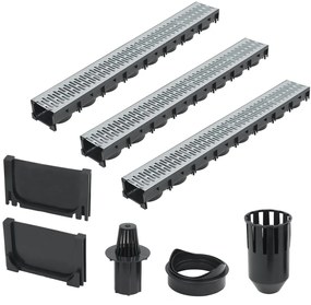 Canalette Di Drenaggio 3 Pz Acciaio Zincato 3 M /