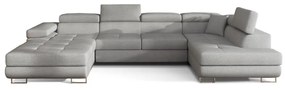 Divano angolare grigio chiaro allungabile/con contenitore (con penisola a destra/a U) Rodrigo – ELTAP