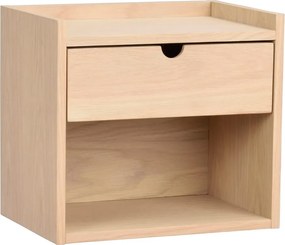 Comodino sospeso con ripiani in legno di quercia in colore naturale Hillmond - Rowico