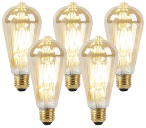 Set di 5 lampadine LED E27 Dim to Warm oro 8W 806lm 2000-2700K