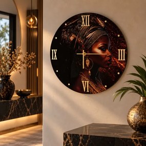 Orologio da parete rotondo D65 cm in vetro temperato ritratto afro