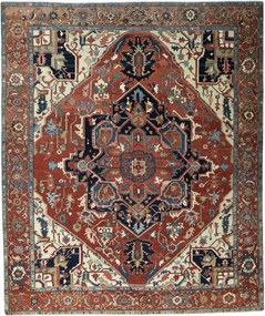 Heriz Tappeto persiano 390 x 330 Rosso (Iran) Annodato A Mano