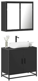 Set Mobili Da Bagno 2 Pz Nero İn Legno Multistrato /