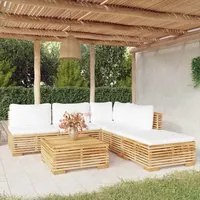 Set Divani da Giardino 6 pz con Cuscini Legno Massello di Teak 3100895